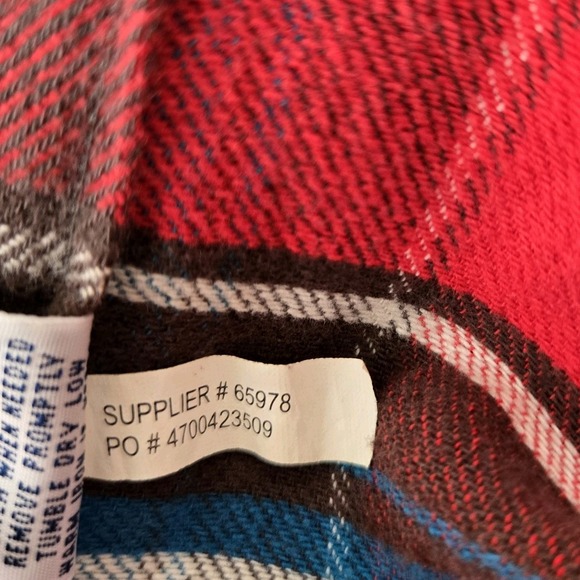 Polo Ralph Lauren Plaid Flannel Shirt Chest Pockets Size L Button‎ Down Red Blue - Picture 6 of 9